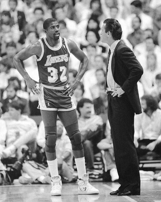 La Los Angeles Lakers Magic Johnson & Pat Riley Glossy Photo Print Poster
