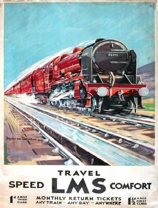 Lms Speed & Comfort Railway Railroad Train Travel Ad Poster Photo