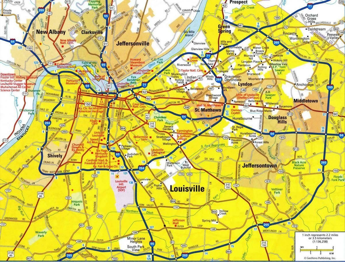 Louisville Kentucky Map Magnet Picture Magnet Print Road City