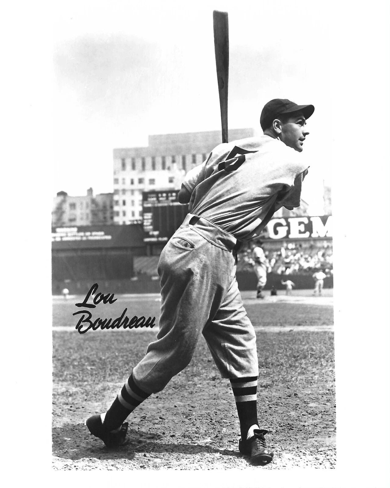 Lou Boudreau Photo Cleveland Indians Baseball Picture Mlb Swinging