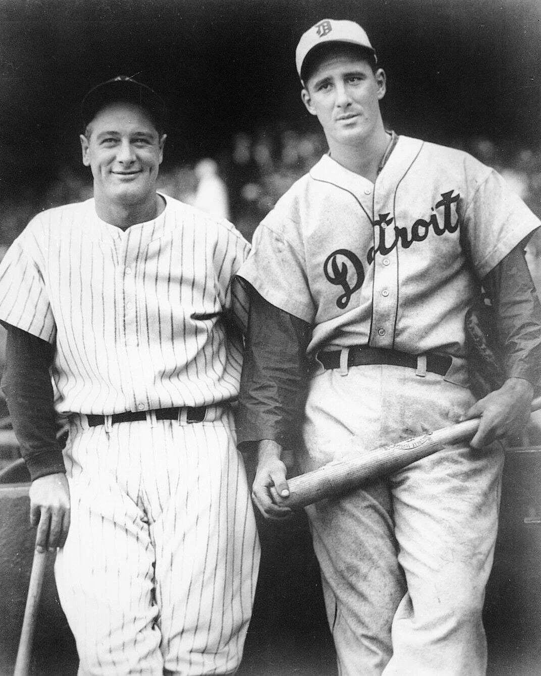 Lou Gehrig Hank Greenberg Photo New York Yankees Ny Tigers Baseball Picture