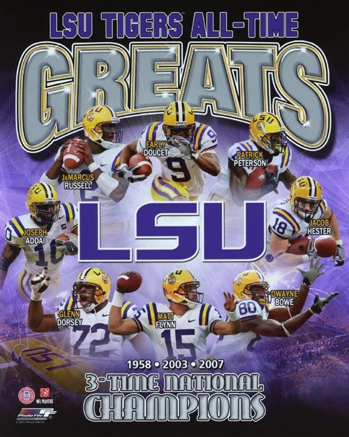 Lsu Tigers All Time Greats Glossy Magnet Print College Football Magnet