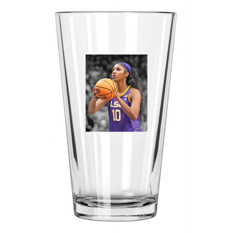 Lsu Tigers Angel Reese Photo Spotlight Basketball Pint Beer Drinking Glass