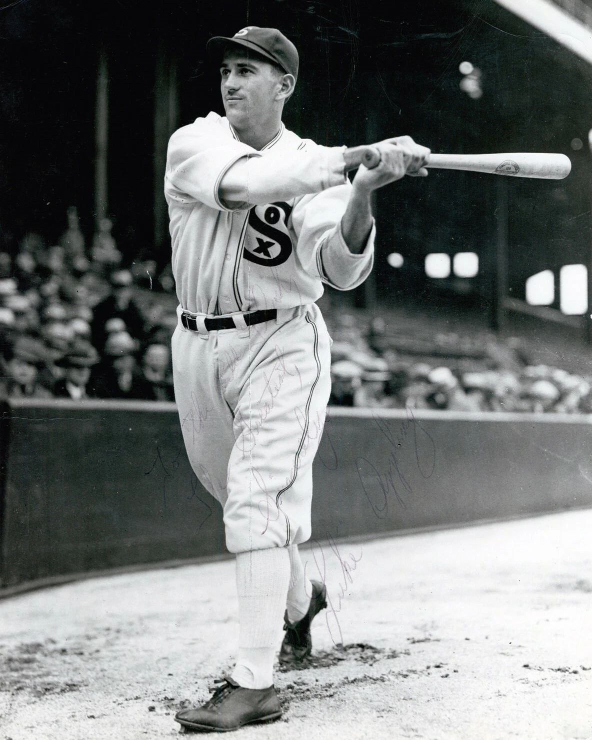 Luke Appling Photo Chicago White Sox Baseball Picture Mlb Swinging Bat