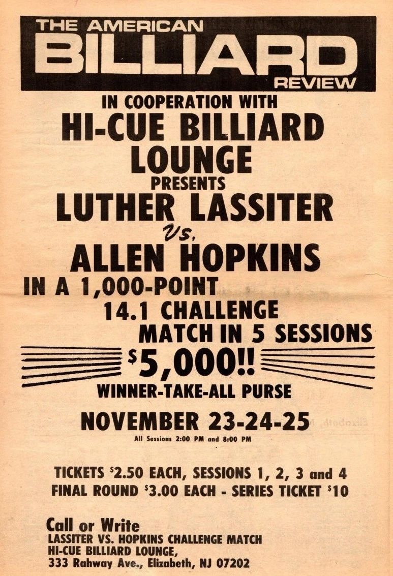 Luther Lassister V Allen Hopkins Photo Billiards Pool Picture