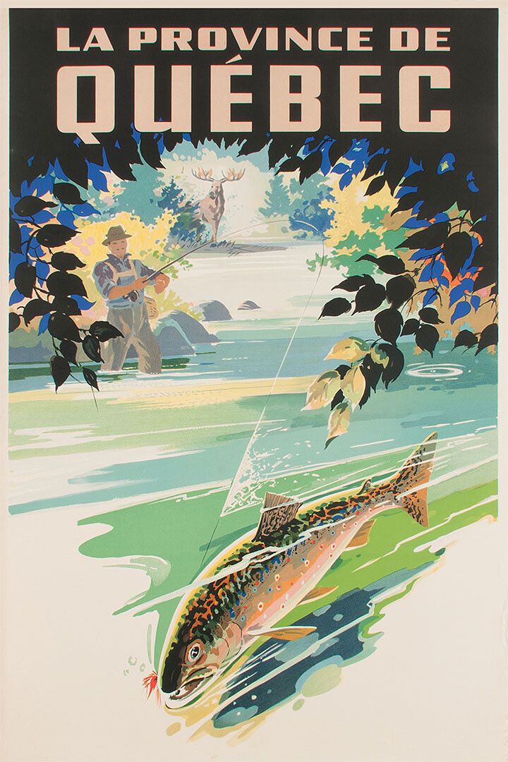 La Province Of Quebec 1930S Vintage Fly Fishing Wall Art Home Poster