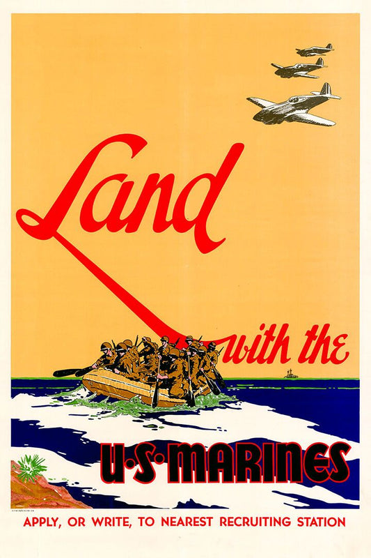 Land With The Us Marines Struggle Vintage Style Wall Art Home Poster