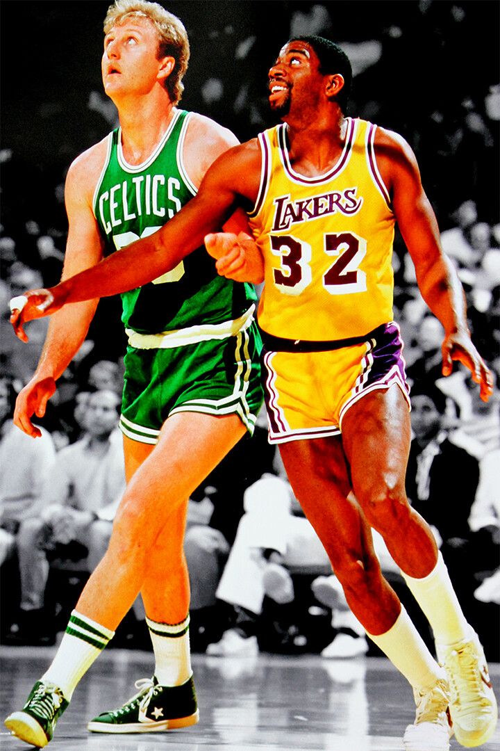 Larry Bird And Magic Johnson Us Basketball Players Print Decor Poster