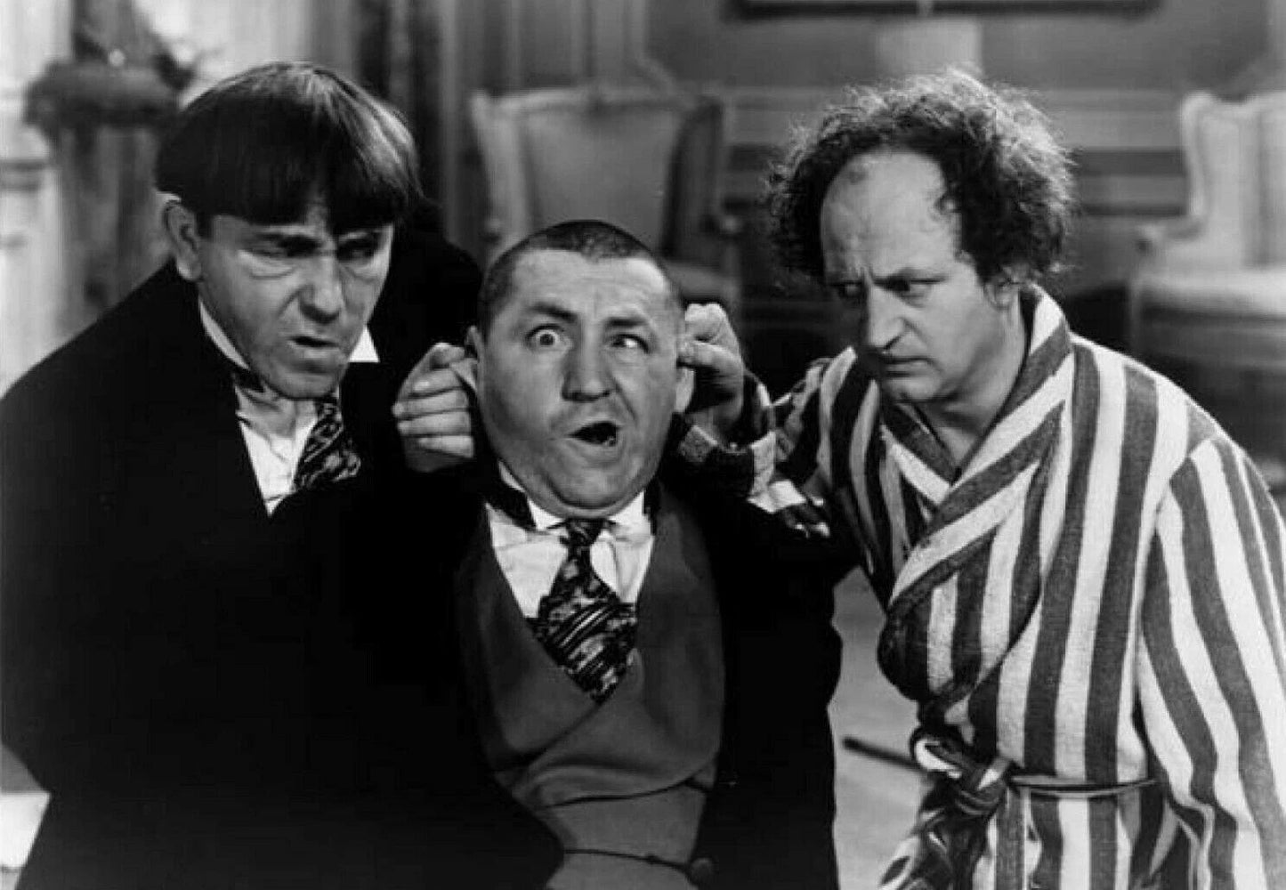 Larry Moe And Curly Three Stooges Comedy Actors Photo Poster Reprint