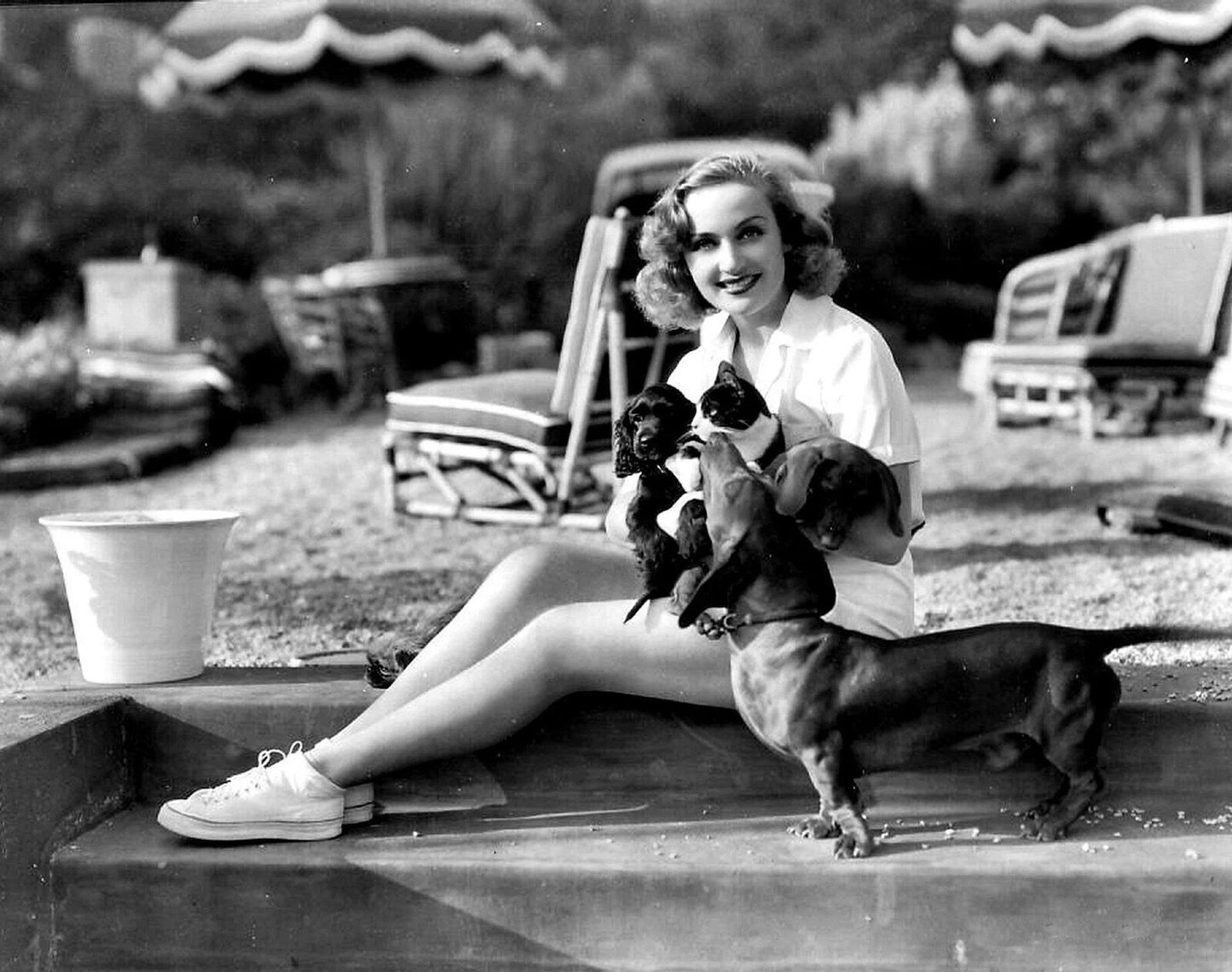 Leggy Carole Lombard & Pet Dachshund Weiner Dogs Classic Picture Photo