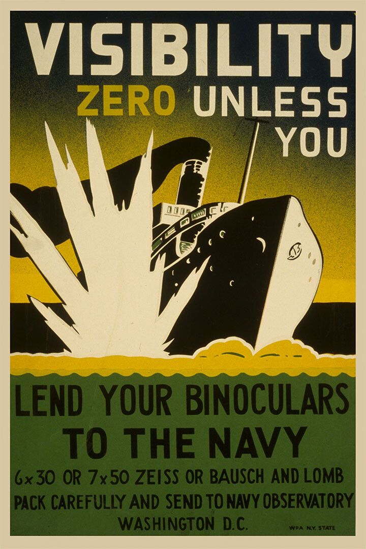 Lend Your Binoculars Navy World War 2 Vintage Style Wall Art Poster