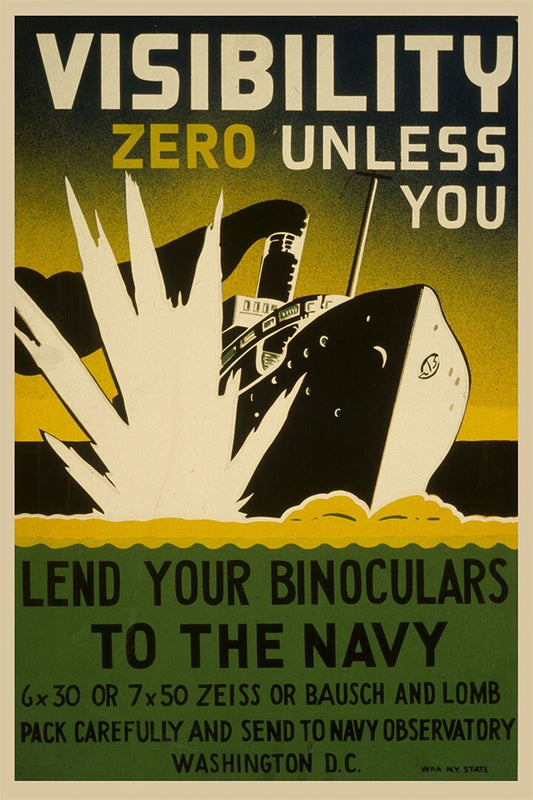 Lend Your Binoculars Navy World War 2 Vintage Style Wall Art Poster
