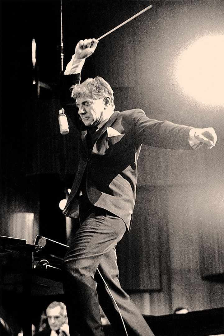 Leonard Bernstein Conducting Orchestra Print Wall Art Home Poster