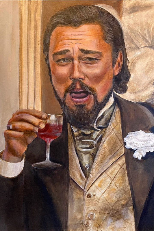 Leonardo Dicaprio Laughing Oil Paint Print Wall Art Home Decor Poster
