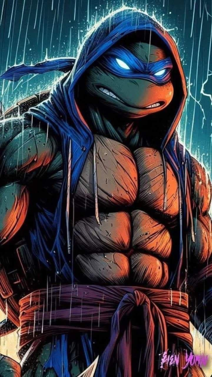 Leonardo Turtle Rain 5781 Print Poster