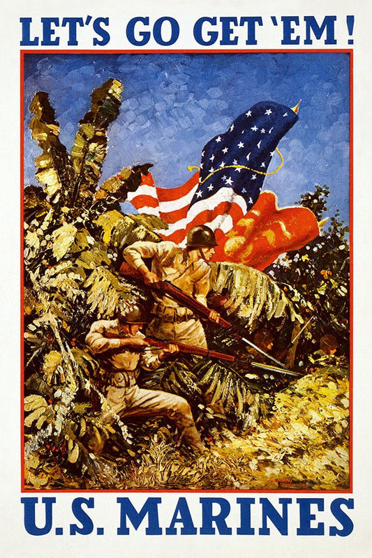 Lets Go Get Em 1942 Us Marines Wwii Recruiting Wall Art Home Poster