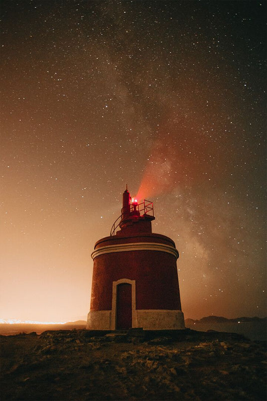 Lighthouse On Stony Ground At Night Art Wall Decor Poster