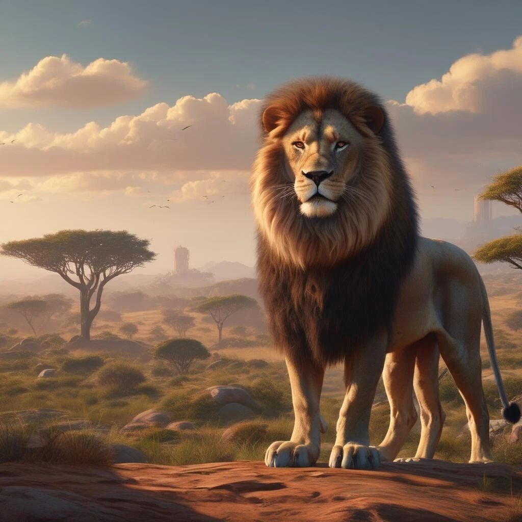 Lion In Africa Art Poster Print Animal In Africa Panthera Leo