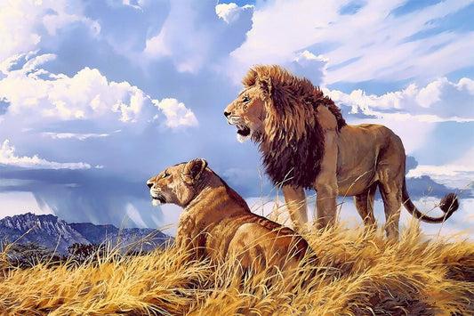 Lion Lioness Wild Animal Natural Life Print Wall Art Home Decor Poster