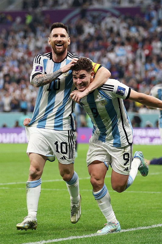 Lionel Messi Julian Alvarez Goal Celebration Argentina Wall Art Poster