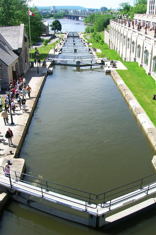 Locks Along The Ybbs River Landcape Painting Print Wall Art Home Poster