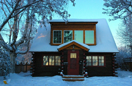 Log Cabin In The Snow Anchorage Alaska Winter Poster Picture Photo Print
