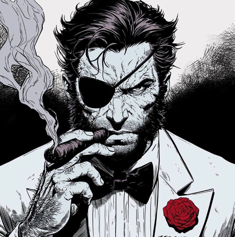 Logan Eyepatch Rose 001 Print Poster