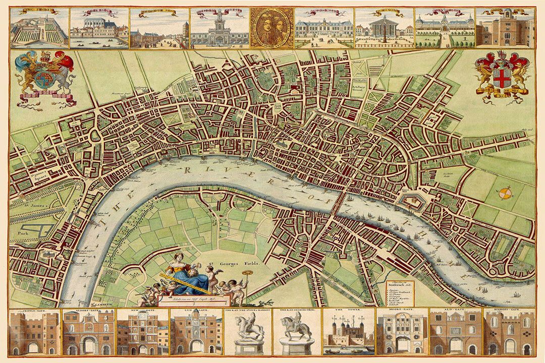 London 1688 Classic Landmark Historic Map Wall Art Home Decor Poster