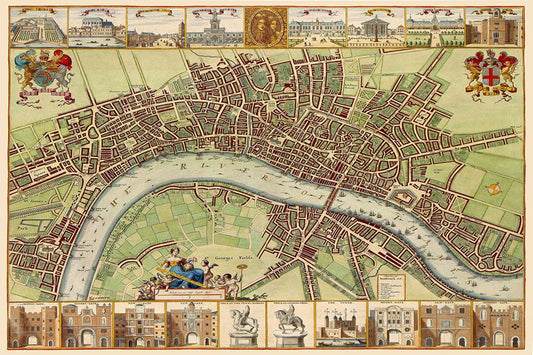 London 1688 Classic Landmark Historic Map Wall Art Home Decor Poster