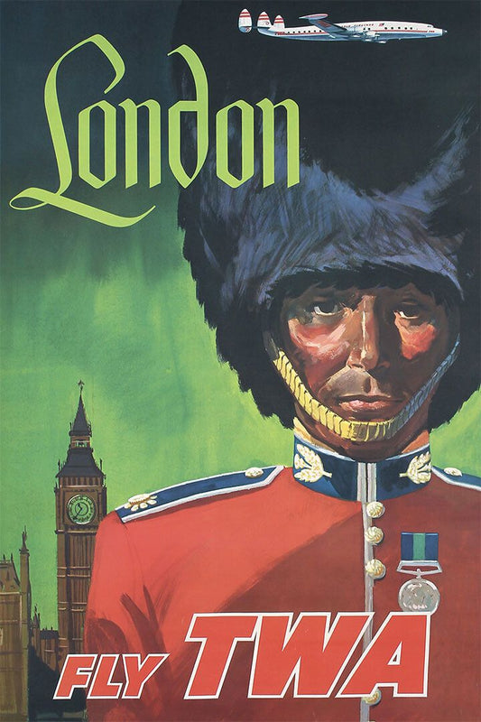 London City Fly Twa Airoplane Vintage Style Travel Wall Art Poster