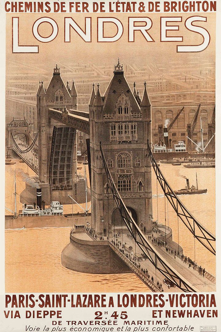 London Tower Bridge 1920S Vintage Style Uk Travel Wall Art Home Poster