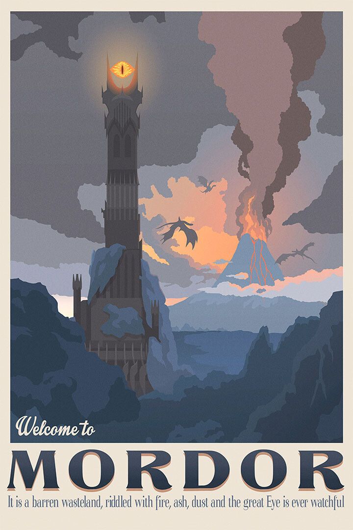 Lord Of The Rings Movie Action Welcome To Mordor Travel Wall Poster