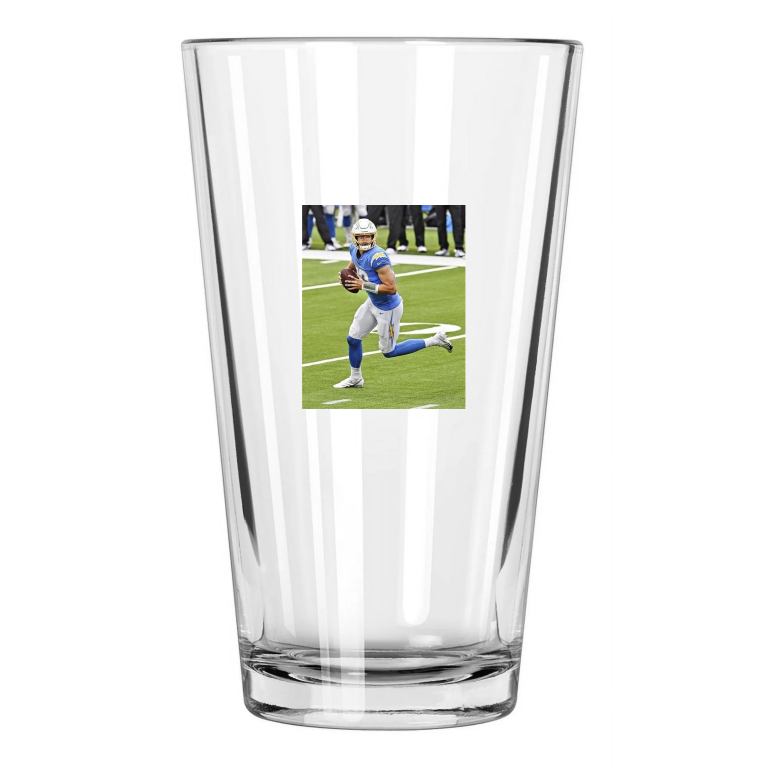 Los Angeles Chargers Justin Herbert Photo Football Pint Beer Drinking Glass