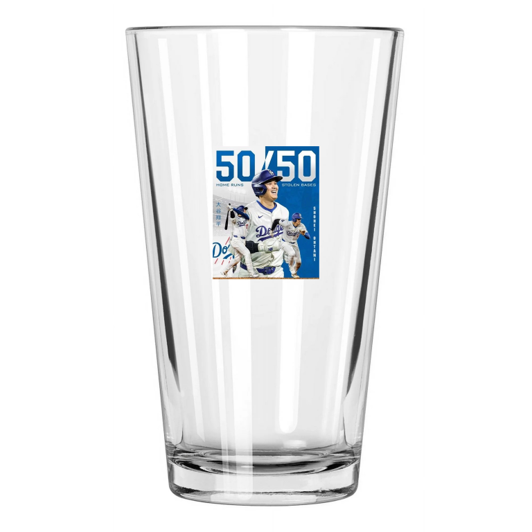 Los Angeles Dodgers Shohei Ohtani 50 50 Baseball Club 1 Pint Beer Drinking Glass