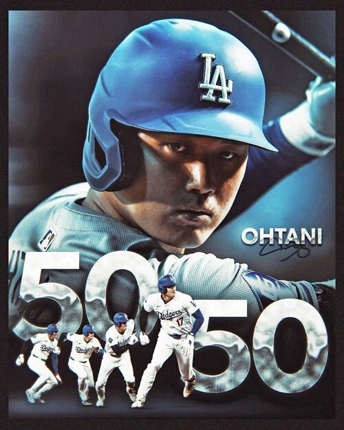 Los Angeles Dodgers Shohei Ohtani Glossy Magnet 50 50 Baseball Club Print 2