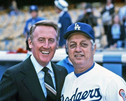 Los Angeles Dodgers Vin Scully And Tommy Lasorda Glossy Photo Print Poster