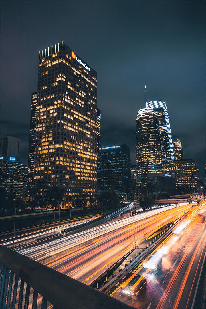 Los Angeles Expressway During Night Art Wall Decor Poster