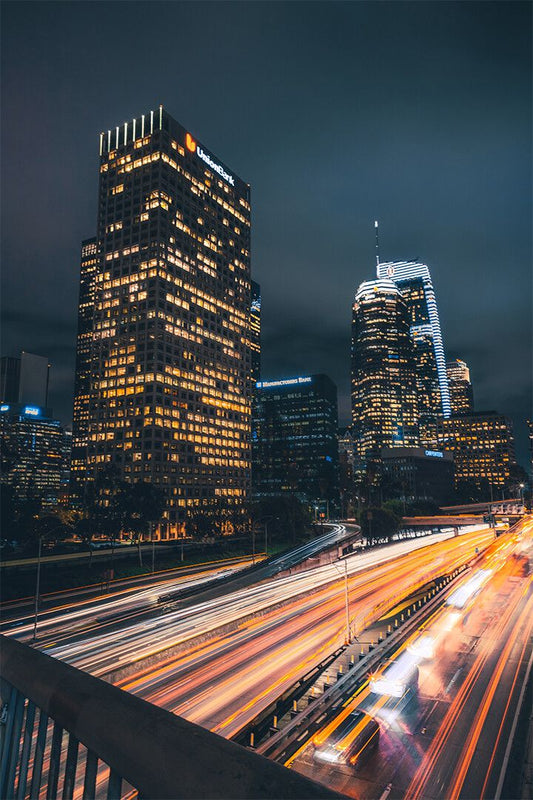 Los Angeles Expressway During Night Art Wall Decor Poster