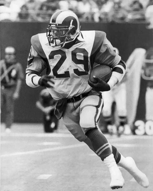 Los Angeles Rams Eric Dickerson Glossy Keychain Football Keychain Hof 99 2