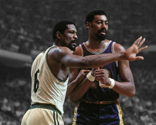 Los Angeles Wilt Chamberlain Vs Boston Celtics Bill Russell Glossy Magnet