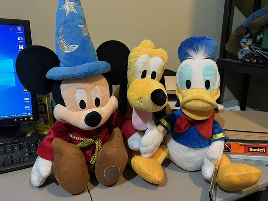 Lot Of 3 Walt Disney World Large Plush Mickey Mouse Pluto Donald Duck