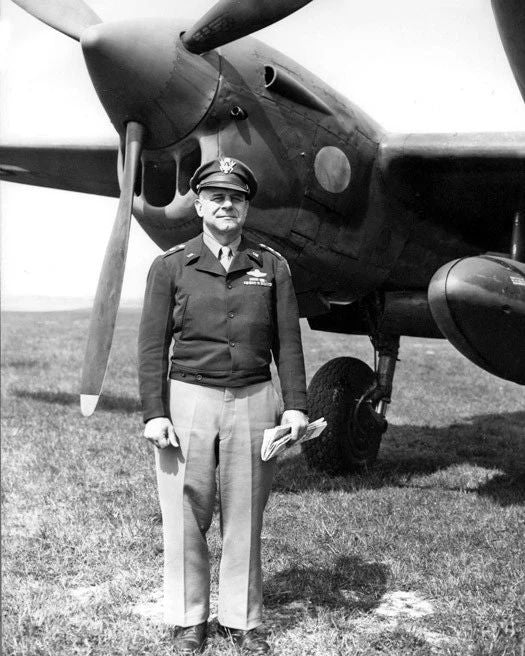 Lt General James 'Jimmy' Doolittle Keychain P 38 Lightning Print World War Ii