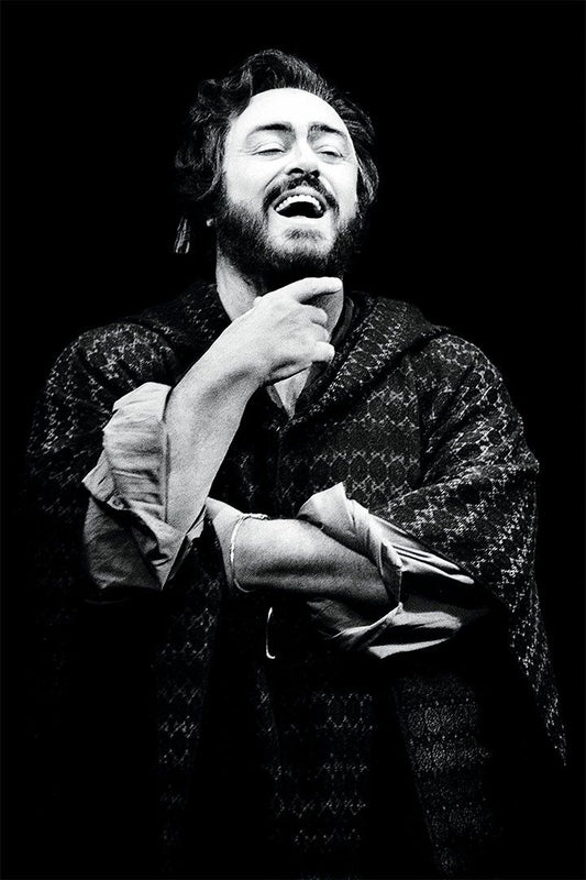 Luciano Pavarotti Musician Black White Vintage Wall Home Decor Poster
