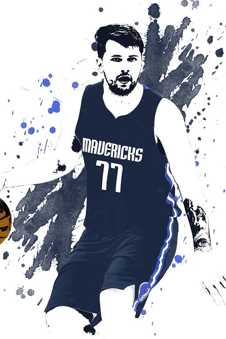 Luka Doncic 77 Dallas Mavericks Team Basketball Player Wall Art Poster