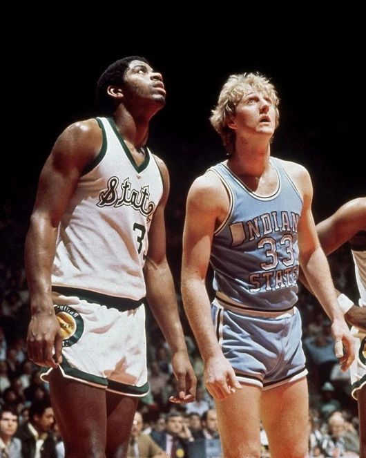 Magic Johnson And Larry Bird Glossy Photo Michigan State Vs Indiana State