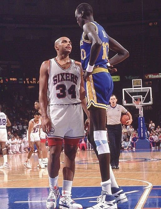 Manute Bol & Charles Barkley Photo Philadelphia 76Ers Basketball Nba