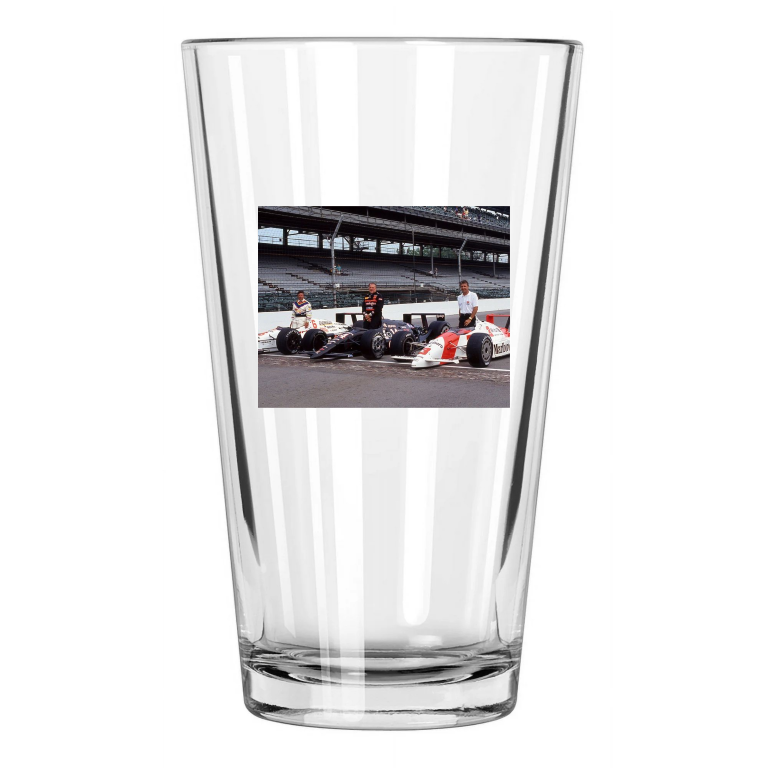 Mario Andretti, Rick Mears And Aj Foyt Indianapolis 500 Pint Beer Drinking Glass