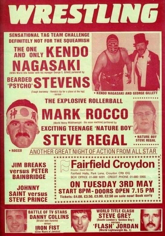Mark Rollerball Rocco & Steve Regal Keychain Wrestling Picture