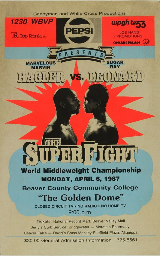 Marvin Hagler Vs Sugar Ray Leonard Magnet Boxing Magnet Picture Super Fight