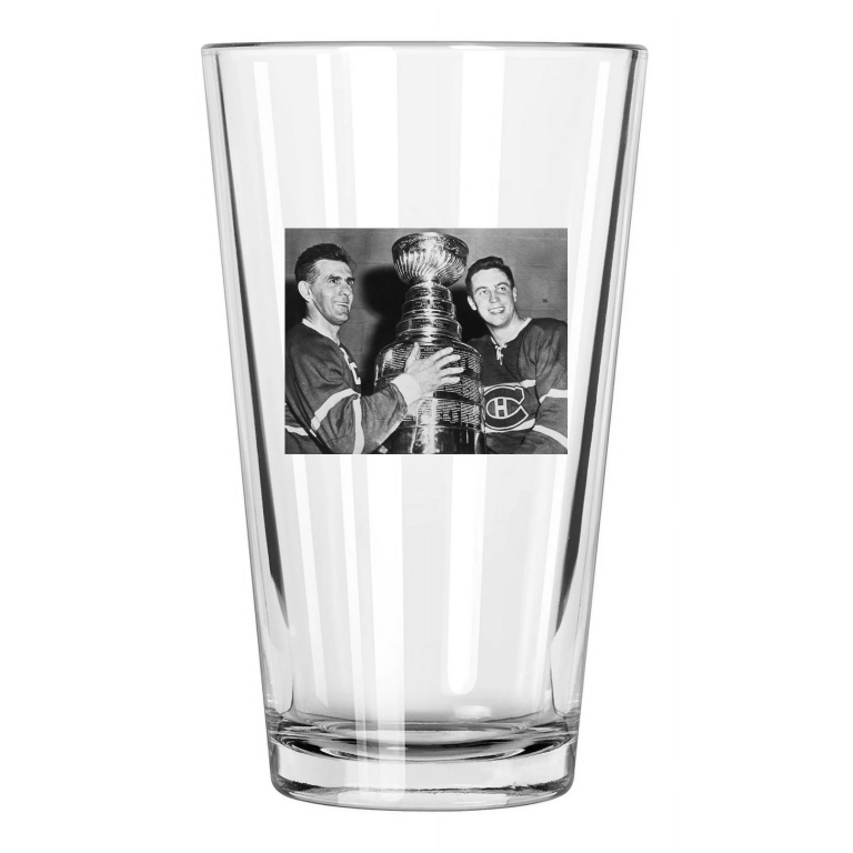 Maurice Richard And Jean Beliveau Montreal Canadiens Pint Beer Drinking Glass